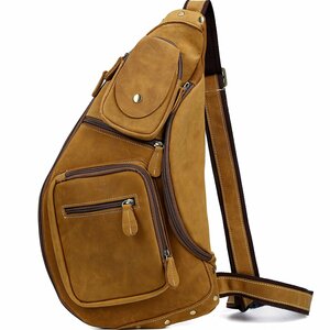 TIDING high capacity iPad correspondence men's original leather messenger bag one shoulder bag cow leather pull up leather bicycle casual Camel . cow 