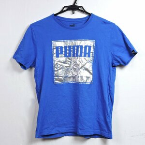 【限定クーポン配布中】☆USED☆プーマ PUMA メンズ 光沢 ロゴ Tシャツ 半袖 ブルー トップス Mサイズ■メール便OK 追跡あり■