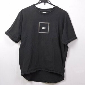 ☆USED☆Lee ボックスロゴTシャツ 刺繍 半袖 ブラック トップス レディース Mサイズ Right-on限定