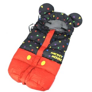 【中古】ディズニー ミッキーマウス ベビーカー用寝袋 スリーピングバッグ ダウン Ａ型、Ｂ型対応 おくるみにも！ 外出 防寒