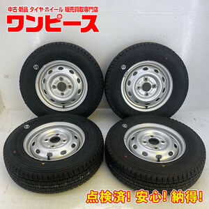 新品タイヤ 中古鉄ホイールセット 145R12 6PR (145/80R12 80/78N LT)相当 12×4B 4穴 PCD100 スバル純正 グッドイヤー 冬 d810