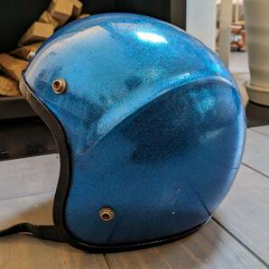 【内装リペア済】70's ビンテージジェットヘルメット スポイラー 青メタリック ブコベルBUCOBELLアライ ショウエイ 世田谷ベースの画像5