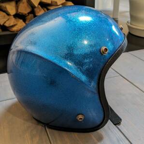 【内装リペア済】70's ビンテージジェットヘルメット スポイラー 青メタリック ブコベルBUCOBELLアライ ショウエイ 世田谷ベースの画像3