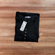 ロングワンピース バルーンワンピース リネン風 長袖 薄手 体型カバー 黒 M_画像7