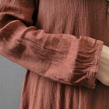 ワンピース バルーンワンピース リネン風 長袖 薄手 体型カバー 黒 Lサイズ_画像5