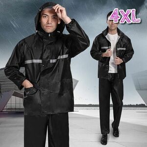 4XL レインコート 反射板付き セットアップ 上下セット フード付き レインスーツ レインウェア 男女兼用 通勤通学 防水 撥水