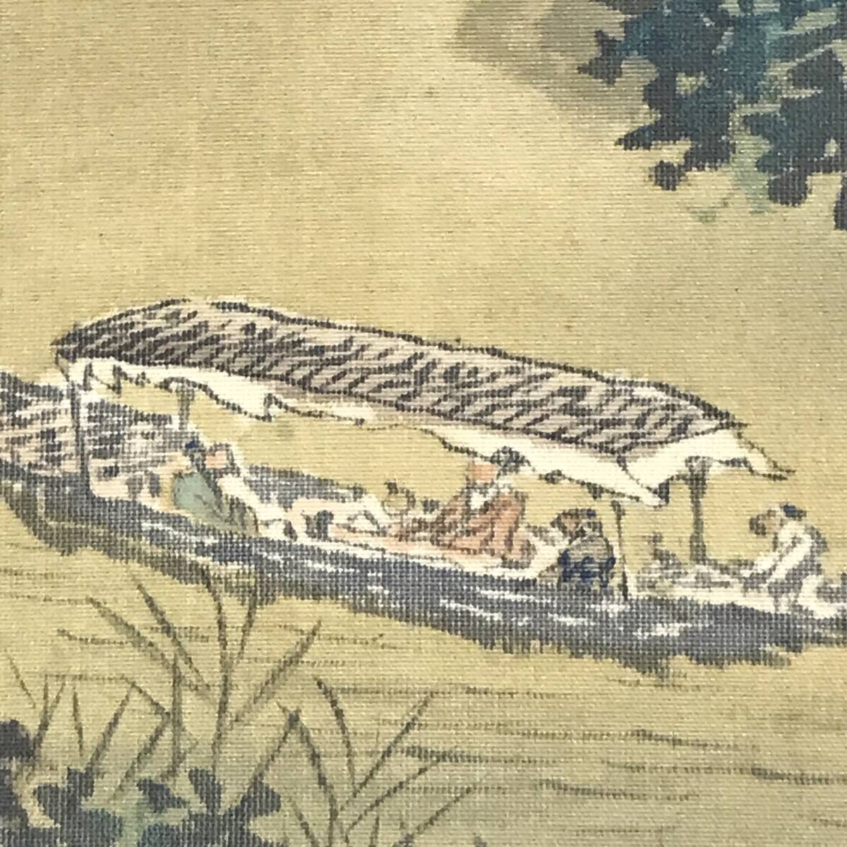 真作/奥谷秋石/赤壁図/山水図/船人物図/横物/掛軸☆宝船☆AF-636 真作/奥谷秋石/赤壁図/山水図/船人物図/横物/掛軸☆宝船☆AF-636
