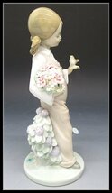 [ZEROnet]リヤドロ (2) 小鳥と話す少女 お花 フィギュリン 陶器人形 置物 高さ：約20cm LLADRO※N63-04_画像7