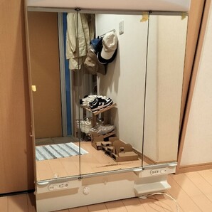 [引取り限定 愛知] 洗面化粧台750mm 三面鏡 National 中古の画像2