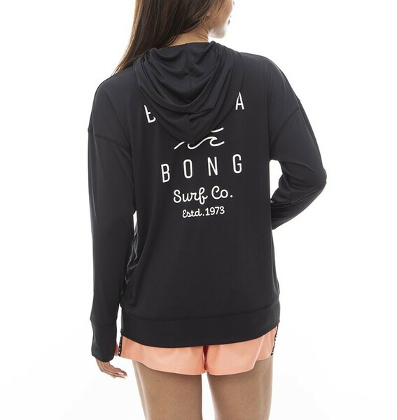 ★送料無料★2024春夏 新品【BILLABONG/ビラボン】LOOSE ZIP UP HOODED RASHGUARD ジップラッシュパーカー BLK レディースL BE013-862