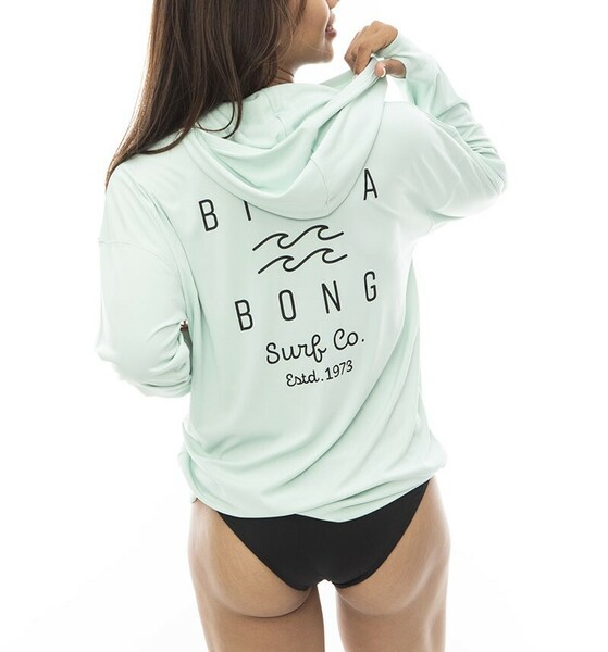 ★送料無料★2024春夏 新品【BILLABONG/ビラボン】LOOSE ZIP UP HOODED RASHGUARD ジップラッシュパーカー GBW0 レディースM BE013-862