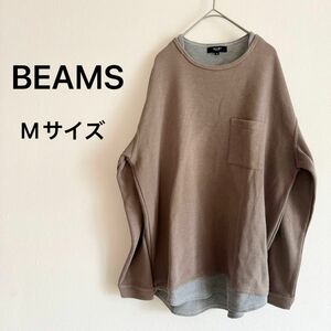 【BEAMS HEART】長袖　 フェイクレイヤード　Mサイズ　 トップス