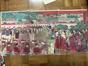 国政四代 東京名所 万世橋遠景之図 本物 浮世絵 木版画 錦絵 梅堂國政図 美人絵 歌川国政