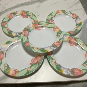 花柄皿5枚セット売り　電子レンジOK