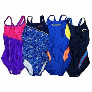 29[ adjustment goods recycle ] swimming Club marking 4 pieces set woman .. swimsuit (150*S)* open back * foot Mark MIZUNO Komatsu knitted 