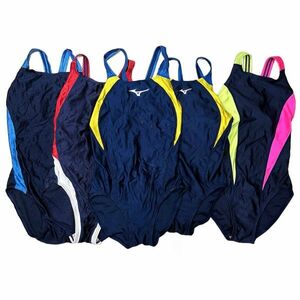 30【整理品リサイクル】サイドライン5枚セット女子競泳水着(140～M)★オープンバック★MIZUNO小松ニット大栄商会