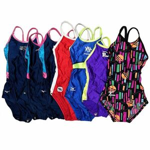 28[ adjustment goods recycle ] swimming Club marking etc. * piping 7 pieces set woman .. swimsuit (120~S)* Mizuno Komatsu knitted 
