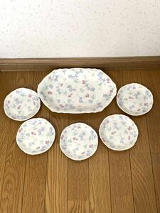 大皿１枚　小皿５枚　セット　中古　食器　陶器 昭和レトロ