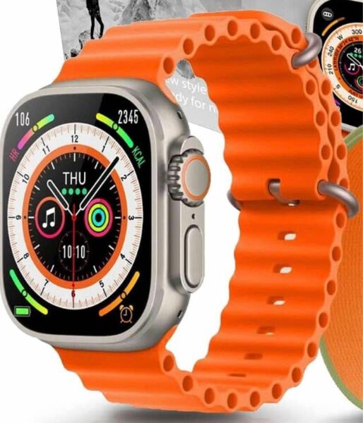 スマートウォッチ オレンジ Ultra ベルト ラバー Watch Android iPhone Watch バンド ベルト