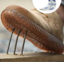 新作 鋼鉄先芯?作業靴 メンズ 安全靴 ワークシューズ 釘踏み抜き防止 本革 滑り止め 25.5cm_画像5