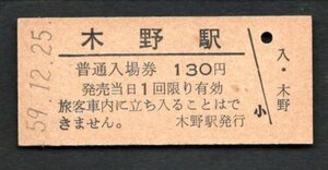 廃止（士幌線）木野駅１３０円
