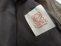 LOEWE ロエベ スペイン製 変形 デザイン カーフ ブラウン レザー ジャケット ブルゾン ボンバー リブ 茶 サイズ 46 バンドカラー 立ち襟 色_画像7