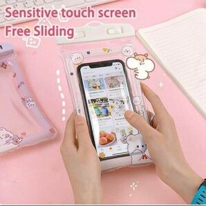 iphone Android 携帯電話防水袋 エアバッグ 保護カバー アウトドア 防水カバー タッチスクリーン (pink)