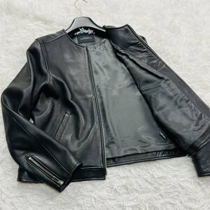 [ ultimate beautiful goods ]Green Label Relaxing green lable lilac comb ng United Arrows single rider's jacket leather sheep leather M size 