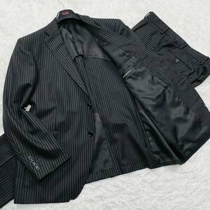 [ ultimate beautiful goods / rare BB6 size ]D'URBAN Durban suit setup top and bottom silk . lustre feeling unlined in the back stripe pattern size XL corresponding 