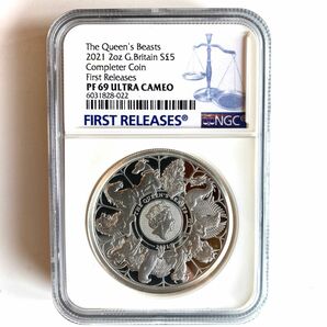 2オンス　FR　クイーンズビーストコンプリーター　コイン　銀貨　2021年　イギリス　NGC　準最高鑑定　