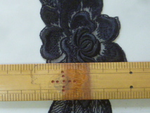 ○（348）　レーヨン/ナイロン　繊細なエンブロイダリーレース　かわいい草花柄　黒色　2ペア_画像8