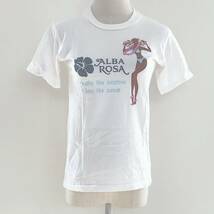 X1063 ALBA ROSA レディース トップス Tシャツ 半袖 薄手 伸縮性 丸首 サイズＭ ホワイト 白 プリント 綿100% シンプル 涼しげ 夏 キッズ_画像1