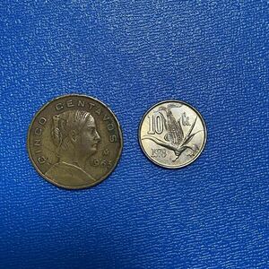 メキシコのコイン　1963年　5センタボス、1978年　10センタボス　トウモロコシ