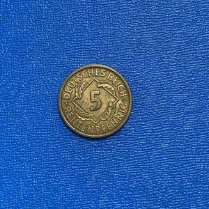 ドイツのコイン　ワイマール共和国　5レンテンペニヒ　1924年
