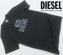 新品★ディーゼル DIESEL★ブラック グラフィック Tシャツ★光沢 ブラック ロゴ プリント★クルーネック★黒＆黒 XL★587_画像1