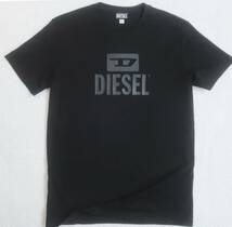 新品★ディーゼル DIESEL★ブラック グラフィック Tシャツ★光沢 ブラック ロゴ プリント★クルーネック★黒＆黒 XL★587_画像9