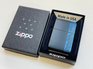 アラベスクノーブル ブラック/ブルー 3面加工 ZIPPO 展示未使用品 Zippo ライター オイルライター