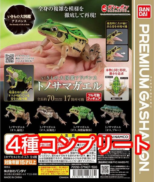 いきもの大図鑑アドバンス トノサマガエル　全4種 フルコンプ　ガチャ カプセルトイ　バンダイ　BANDAI フィギュア