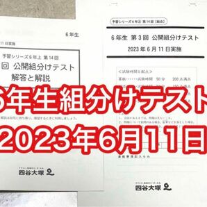 四谷大塚 2023年度 6年生 第3回公開組分けテスト 2023年6月11日