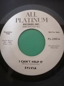 プロモ盤 7インチ　Sylvia Robinson I can't help it 