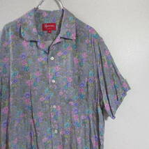 ○良品 supreme シュプリーム◆19ss mini floral rayon shirt レーヨンシャツ 半袖シャツ◆メンズ パープル Sサイズ_画像1