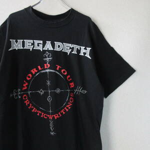 ○良品 希少 giant◆USA製 1997 MEGADETH word tour TEE メガデス Tシャツ バンTEE ヴィンテージ◆メンズ ブラック Lサイズ