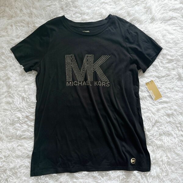 未使用　マイケルコース　Tシャツ　レディース　M 黒　ロゴ　スタッズ　金　半袖