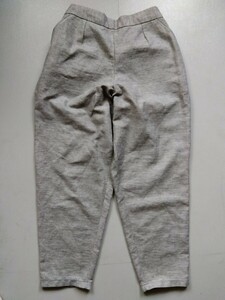  hand made .... comfort .. tapered pants front darts rear waist rubber linen cotton ... gray 