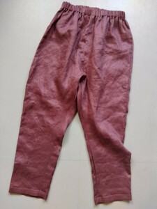  ручная работа свободно конические брюки талия резина .. потускнение красный фиолетовый сиреневый серия цвет linen100