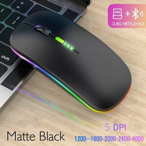 ワイヤレスマウス LED ブラック Bluetooth 無線 軽量 充電式