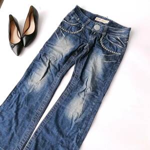 RED PEPPER red pepper Denim pants jeans lady's W27 studs design boots cut 240531nv[4 point including in a package free shipping ]