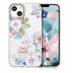 MILPROX iPhone 14 Plus ケース 花柄 かわいい クリア おしゃれ 耐衝撃 ソフト 軽量 スマホケース カバー