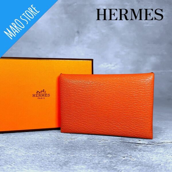 【美品】HERMES ガルヴィ シェーブル ミゾル カードケース パスケース 名刺入れ