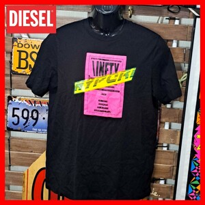 DIESEL　ディーゼル　ネオンカラーパッチ　蛍光　半袖Tシャツ　Ｍ　ブラック